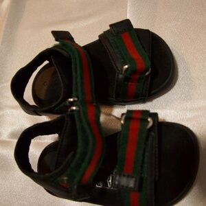 Gucci black leather sandals kids pre-owner 20